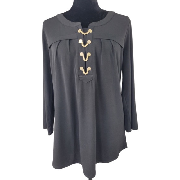 Anne Klein Woman’s Black Liquid jersey blouse size L - Picture 1 of 12